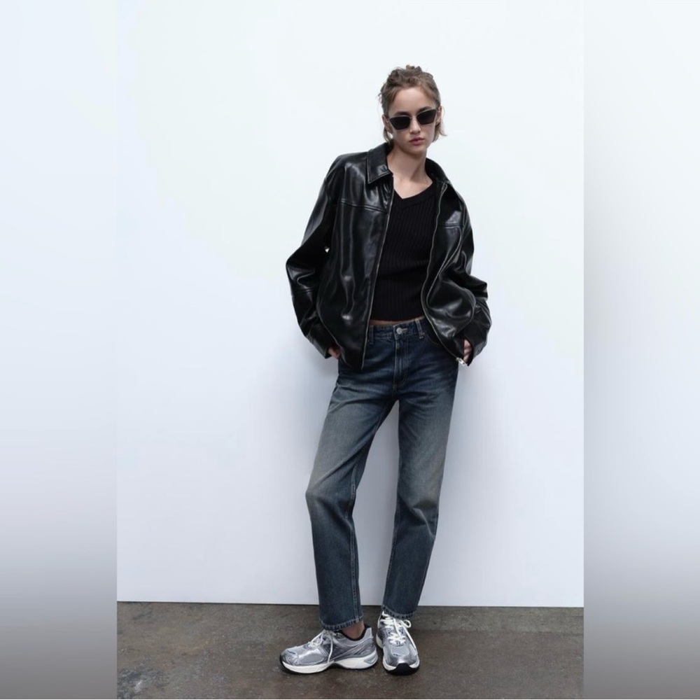 EXTRA LONG MID-RISE TRF STRAIGHT LEG METALLIC JEANS